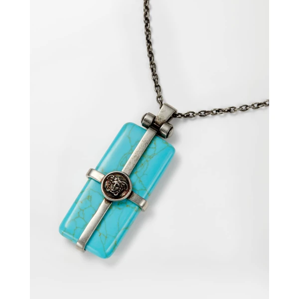 Versace Aura Necklace in Light Blue and Silver, view 3 | Necklace