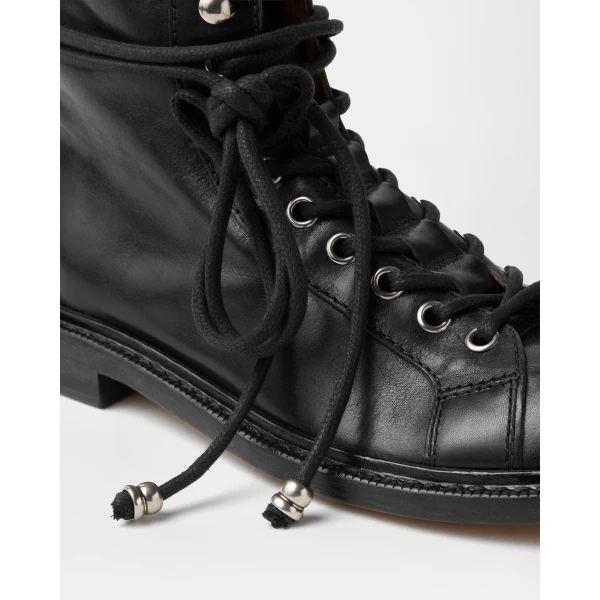 Versace Billy Leather Boots in Black, view 4 | Boots