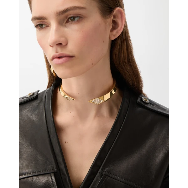 Versace Blade Crystal Choker in Gold, view 2 | Necklace