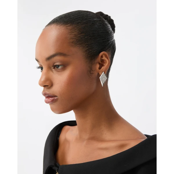 Versace Blade Crystal Earrings in Silver, view 2 | Earrings