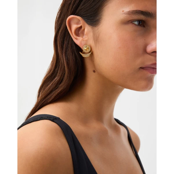 Versace Bright Medusa Crystal Earrings in Gold, view 2 | Earrings