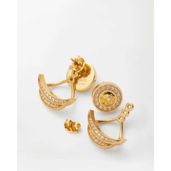 Versace Bright Medusa Crystal Earrings in Gold, view 3 | Earrings