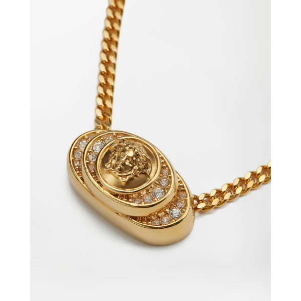 Versace Bright Medusa Crystal Necklace in Gold, view 3 | Necklace
