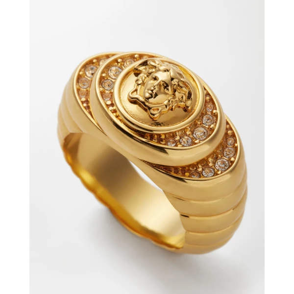 Versace Bright Medusa Crystal Ring in Gold, view 2 | Rings