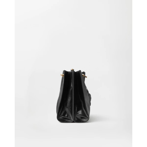 Versace Cabine Leather Shoulder Bag in Black, view 2 | Shoulder & Crossbody Bags