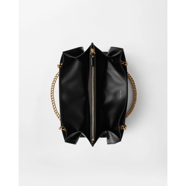 Versace Cabine Leather Shoulder Bag in Black, view 4 | Shoulder & Crossbody Bags