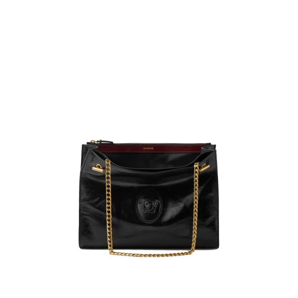 Cabine Leather Shoulder Bag in Black