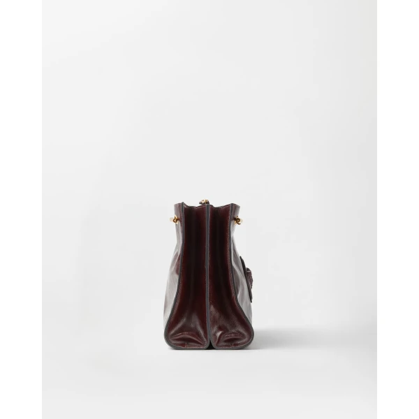 Versace Cabine Leather Shoulder Bag in Brown, view 3 | Shoulder & Crossbody Bags