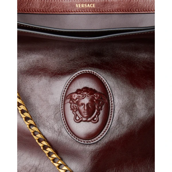 Versace Cabine Leather Shoulder Bag in Brown, view 4 | Shoulder & Crossbody Bags