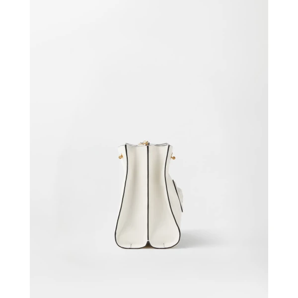 Versace Cabine Leather Shoulder Bag in White, view 3 | Shoulder & Crossbody Bags