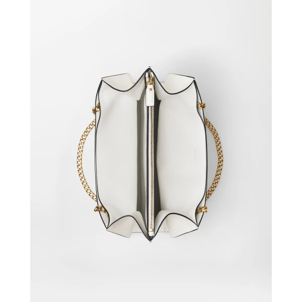 Versace Cabine Leather Shoulder Bag in White, view 5 | Shoulder & Crossbody Bags