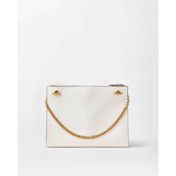 Versace Cabine Leather Shoulder Bag in White, view 6 | Shoulder & Crossbody Bags