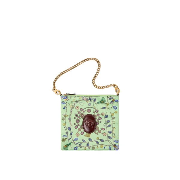 Versace Cabine Printed Duchesse Shoulder Bag in Green | Shoulder & Crossbody Bags | Coveti