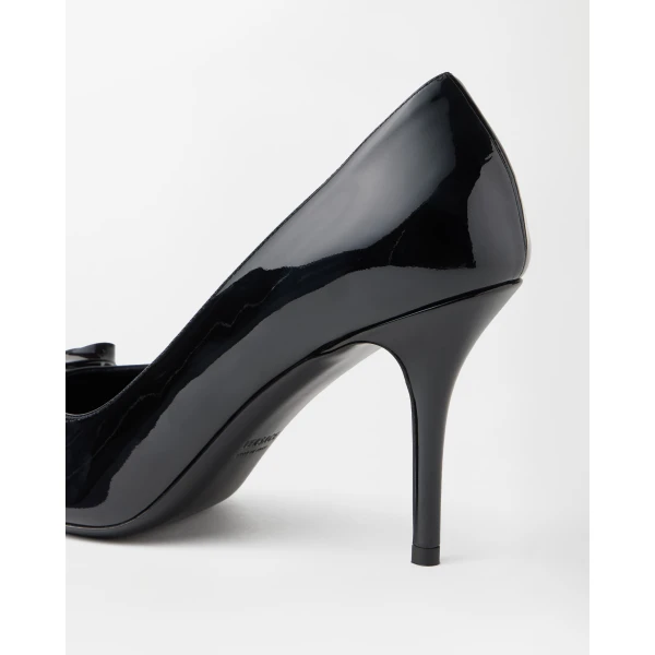 Versace Camille Patent Leather Pumps 85 mm in Black, view 6 | Heels