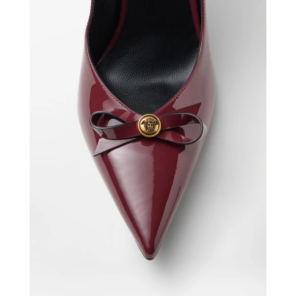 Versace Camille Patent Leather Pumps 85 mm in Burgundy, view 5 | Heels