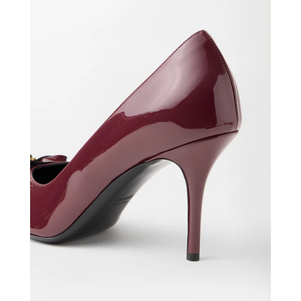 Versace Camille Patent Leather Pumps 85 mm in Burgundy, view 6 | Heels