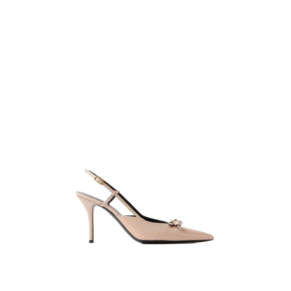 Camille Patent Leather Slingbacks 85 mm in Beige