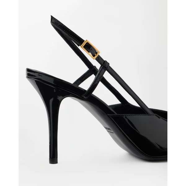 Versace Camille Patent Leather Slingbacks 85 mm in Black, view 6 | Heels