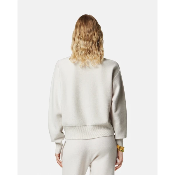 Versace Cashmere-Wool Knit Sweater in Grey, view 3 | Sweaters