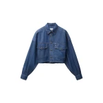 Versace Chambray Denim Crop Shirt in Blue | Shirts | Coveti
