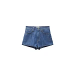 Versace Chambray Denim Mini Shorts in Blue | Denim Shorts | Coveti