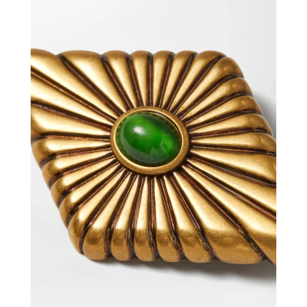 Versace Circe Brooch in Gold and Green, view 3 | Brooches & Pins
