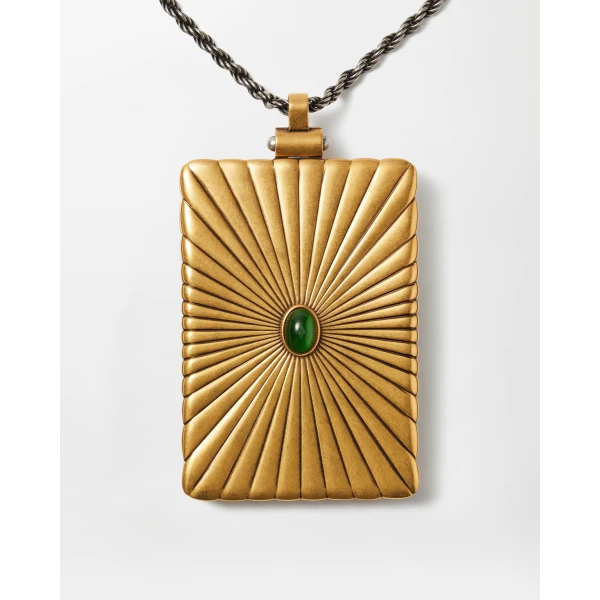 Versace Circe Locket Necklace in Green and Gold, view 3 | Necklace