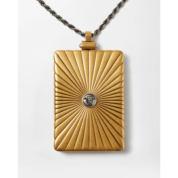 Versace Circe Locket Necklace in Green and Gold, view 4 | Necklace