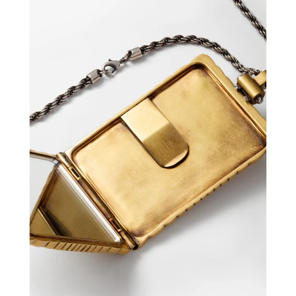 Versace Circe Locket Necklace in Green and Gold, view 5 | Necklace