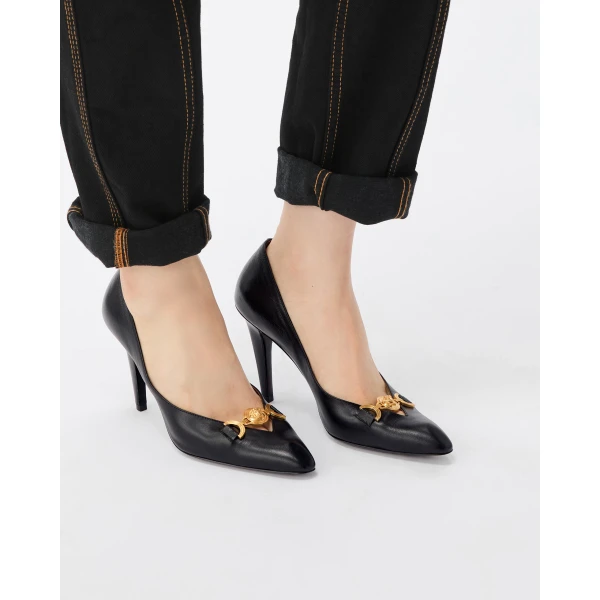 Versace Clelia Nappa Pumps 90 mm in Black, view 2 | Heels