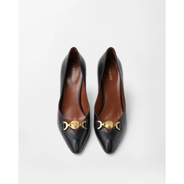 Versace Clelia Nappa Pumps 90 mm in Black, view 3 | Heels