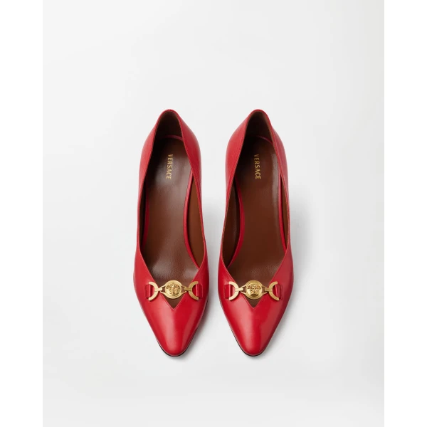 Versace Clelia Nappa Pumps 90 mm in Red, view 3 | Heels