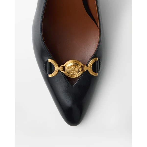 Versace Clelia Nappa Slingbacks 90 mm in Black, view 5 | Heels