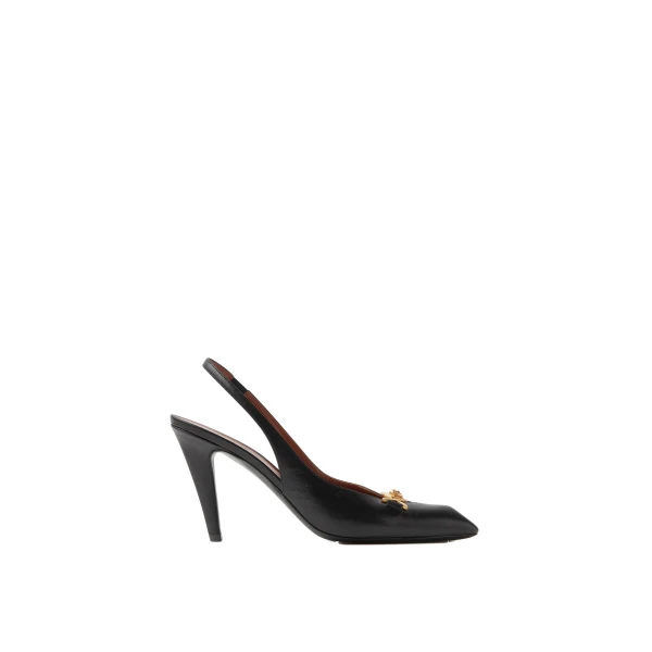 Versace Clelia Nappa Slingbacks 90 mm in Black | Heels | Coveti