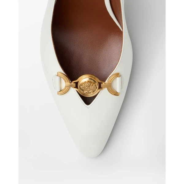 Versace Clelia Nappa Slingbacks 90 mm in White, view 5 | Heels