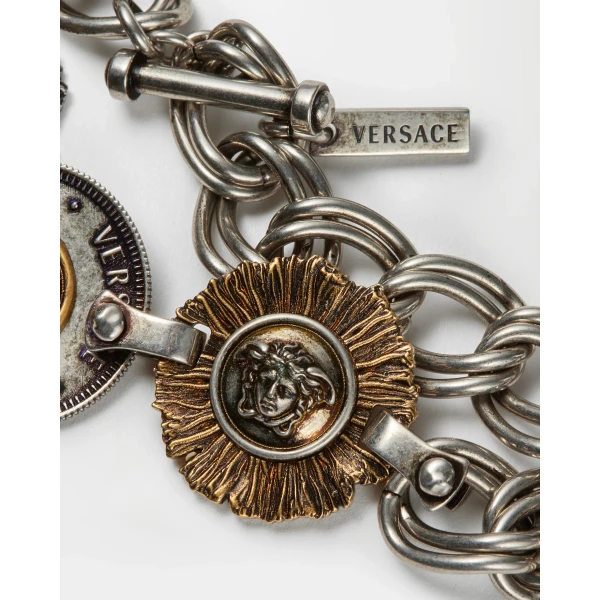 Versace Coins Bracelet in Silver and Gold, view 3 | Bracelets