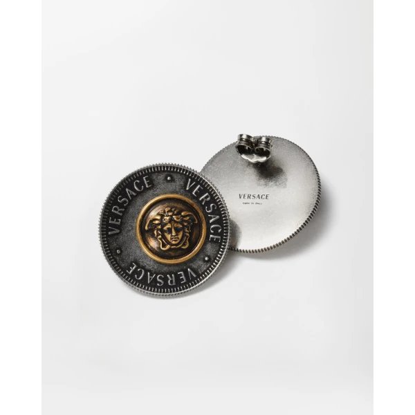 Versace Coins Earrings in Silver and Gold, view 3 | Earrings