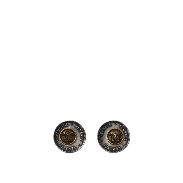 Versace Coins Earrings in Silver and Gold | Earrings | Coveti
