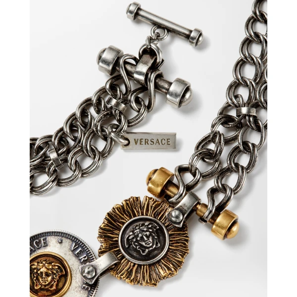 Versace Coins Necklace in Silver and Gold, Ref. 1026108, view 3 | Necklace
