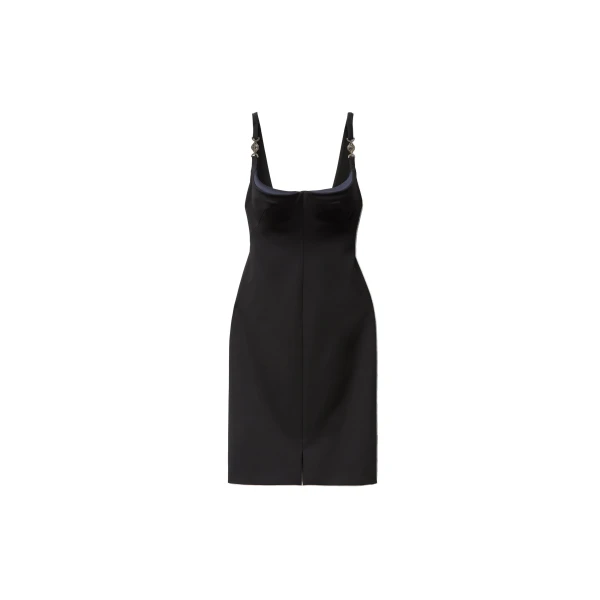 Compact Viscose-Jersey Midi Dress in Black