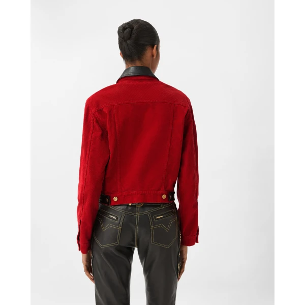 Versace Corduroy Velvet Blouson in Red, view 3 | Jackets