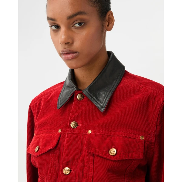 Versace Corduroy Velvet Blouson in Red, view 4 | Jackets