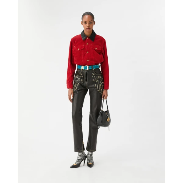 Versace Corduroy Velvet Blouson in Red, view 5 | Jackets
