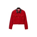 Versace Corduroy Velvet Blouson in Red | Jackets | Coveti