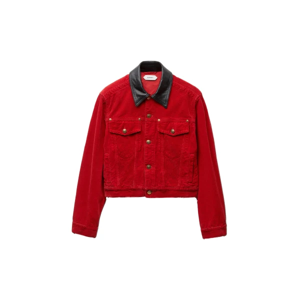 Versace Corduroy Velvet Blouson in Red | Jackets | Coveti