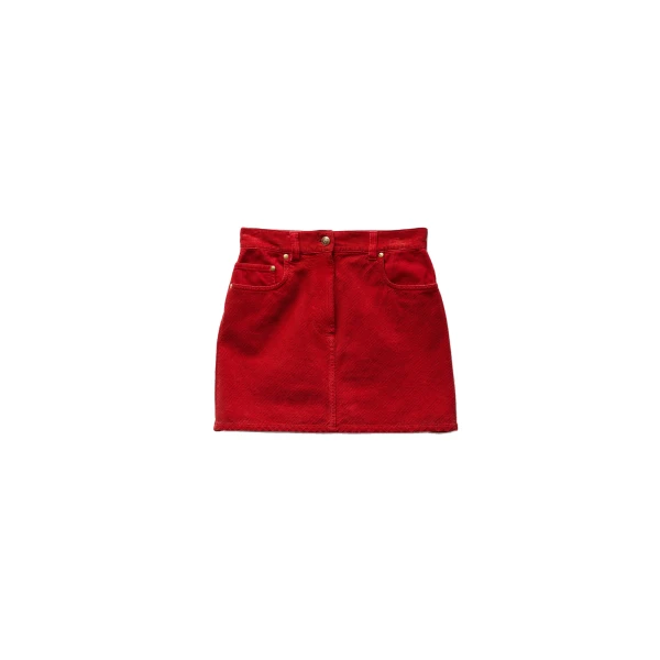 Corduroy Velvet Mini Skirt in Red