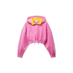 Versace Cotton Crop Hoodie in Pink | Hoodies | Coveti