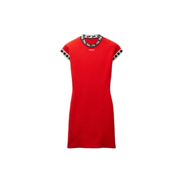 Versace Cotton Knit Mini Dress in Red | Mini Dresses | Coveti