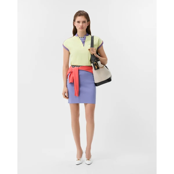 Versace Cotton Knit Mini Skirt in Lilac, view 2 | Mini Skirts