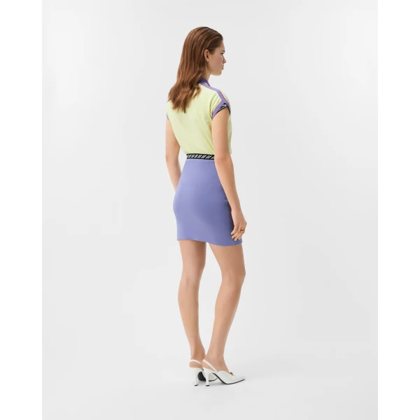 Versace Cotton Knit Mini Skirt in Lilac, view 3 | Mini Skirts